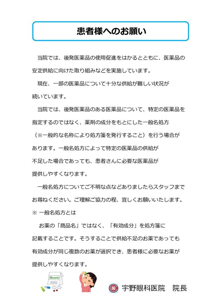 掲示物タイトル：一般名処方加算