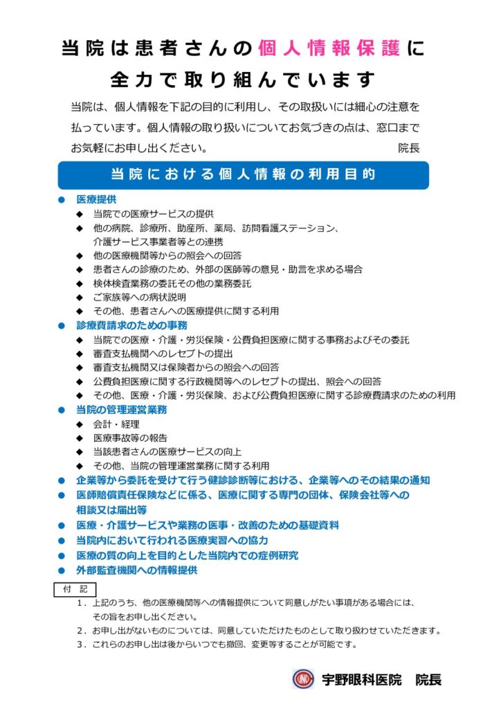 掲示物タイトル：個人情報について
